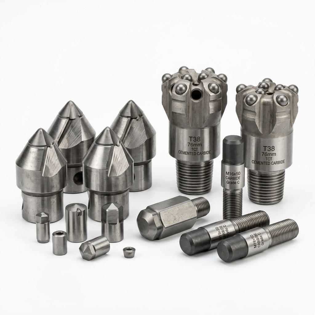 Cemented carbide wear parts and drilling inserts
