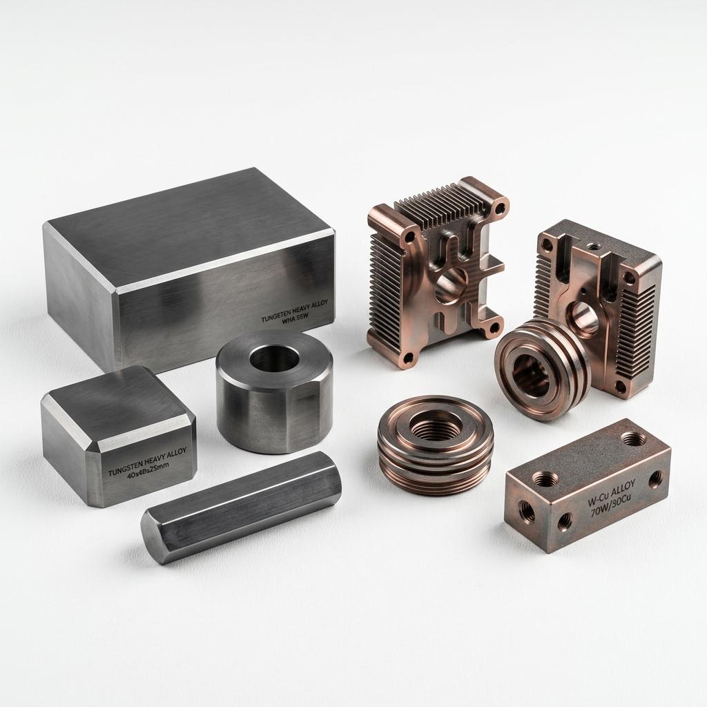 Tungsten copper alloy blocks and conductive material components