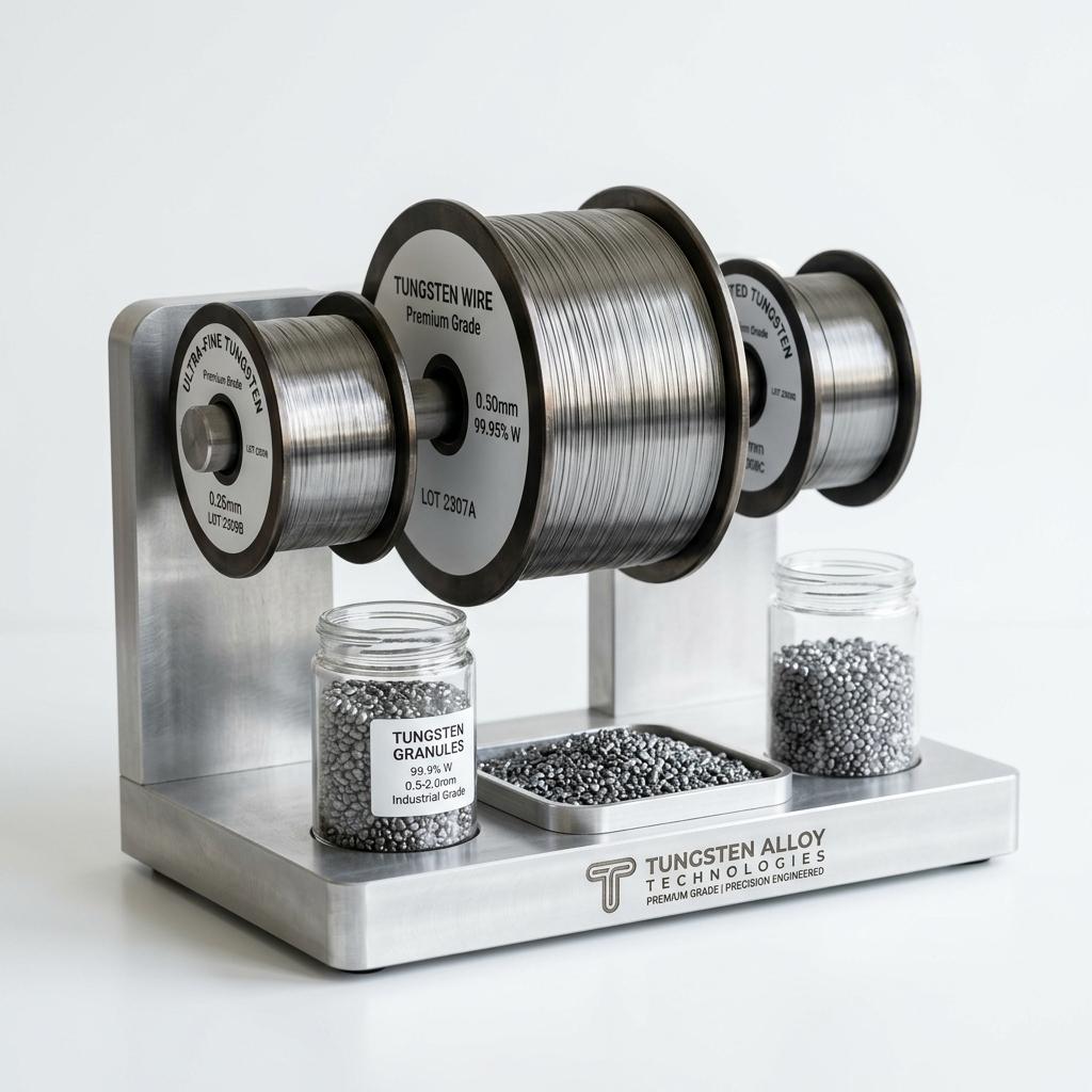 Tungsten wire spools and granules for industrial applications
