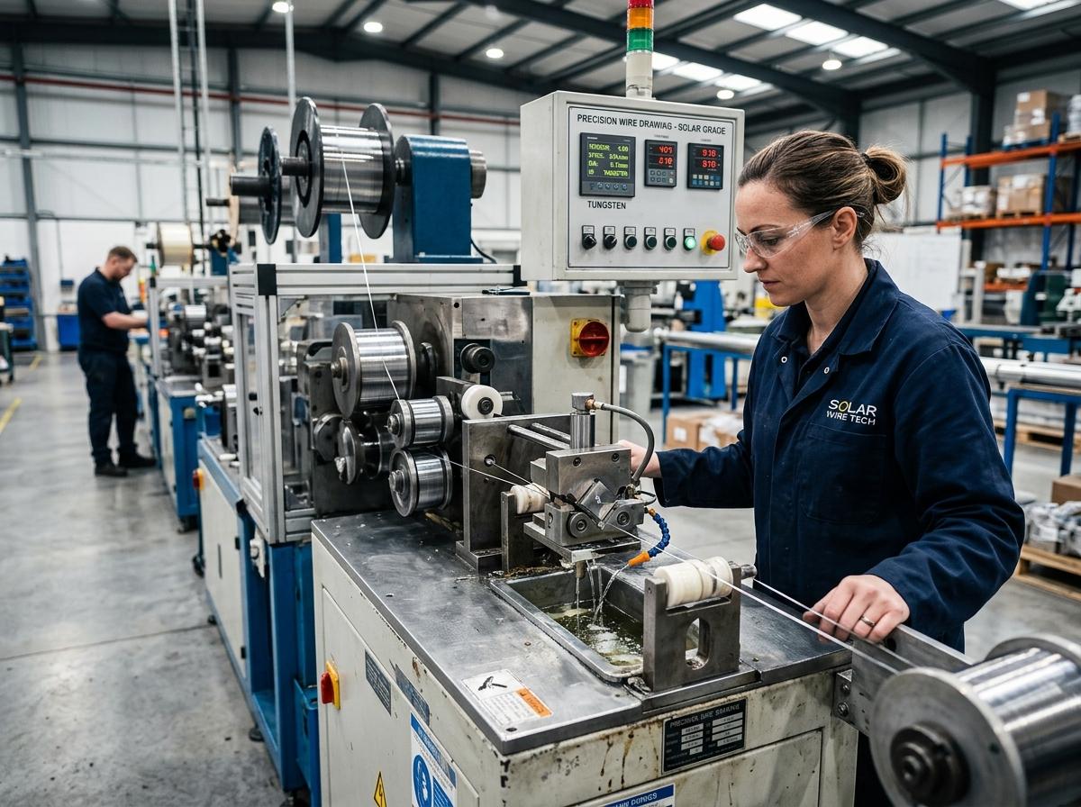 Photovoltaic tungsten wire manufacturing and inspection